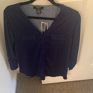 Verve Ami Deep Blue V-Neck Blouse